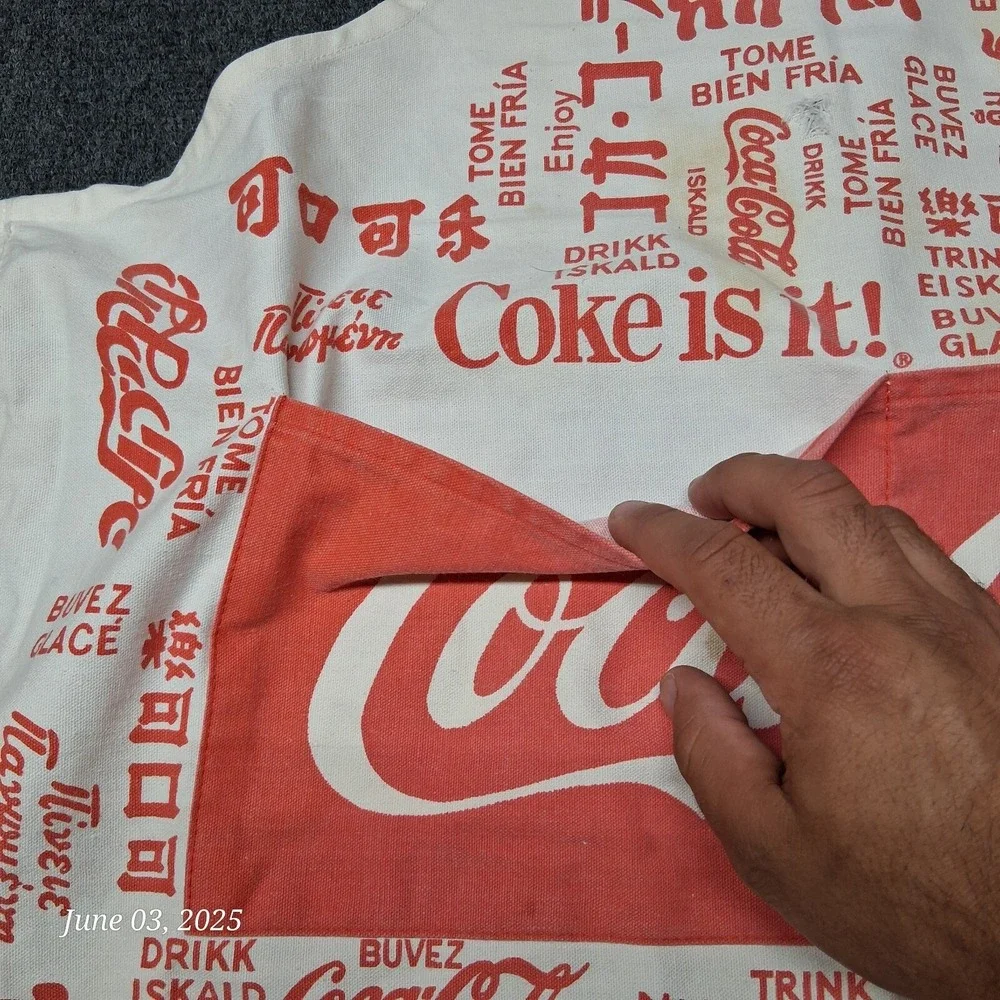 Vintage Coca Cola Coke Worldwide Apron With Pockets 1984 80s - Picture 5 of 8